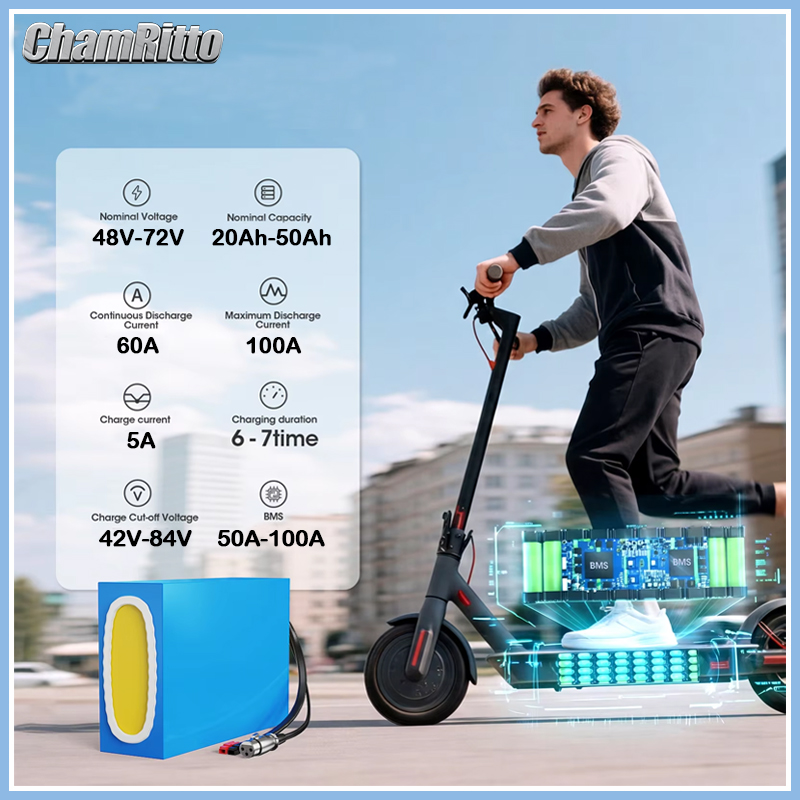 21700 E-바이크 스쿠터 배터리 52V 48V 72 - 60V 30Ah 21700 Battery Pack 리뷰 및 가격